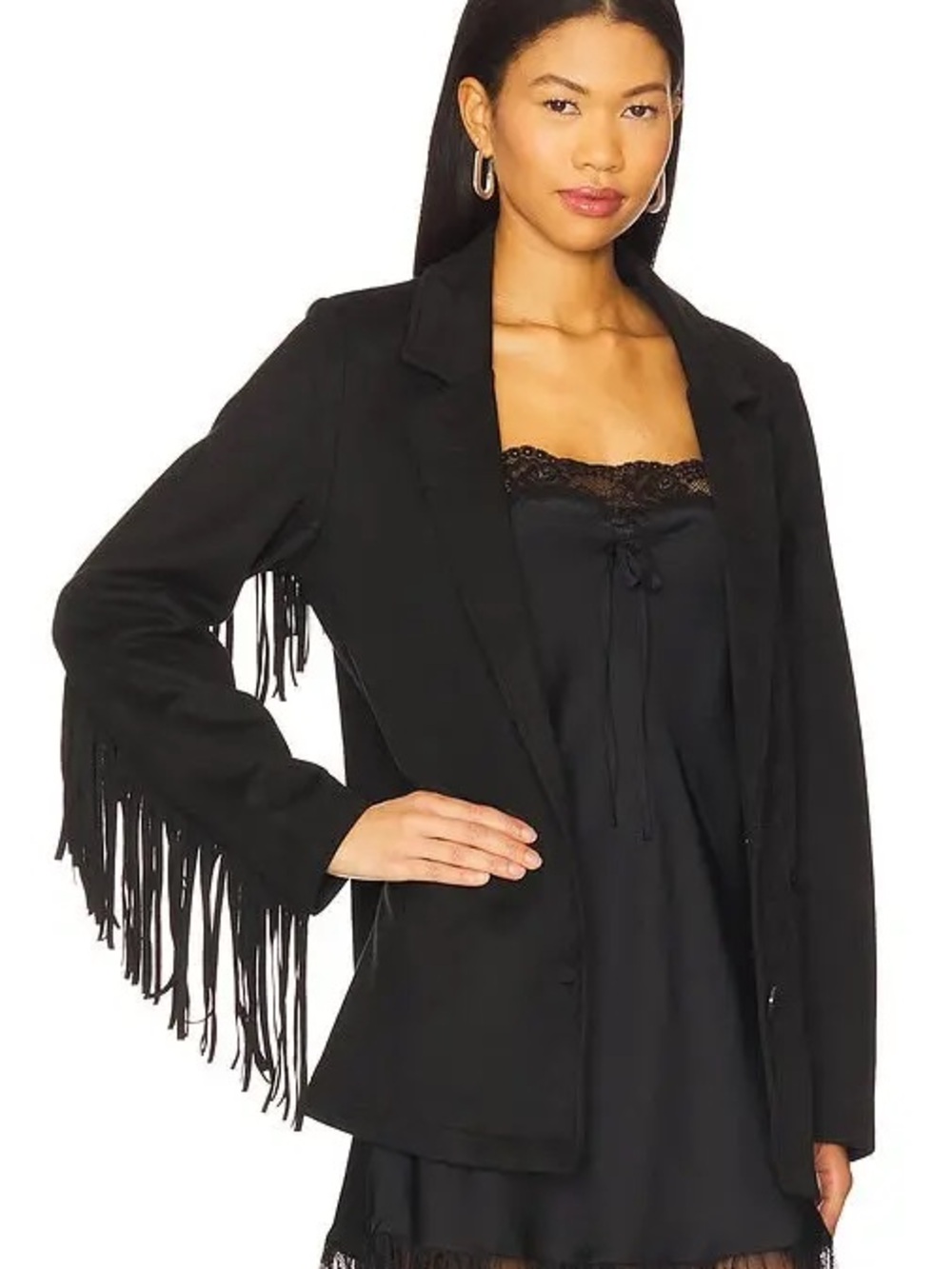 Show Me Your MuMu Sierra Black Fringe Suede Jacket